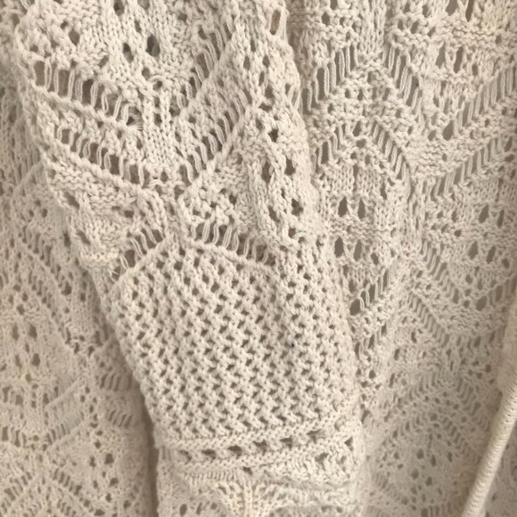 Aritzia Sunday best Freshman open weave/knit cardigan creme women S crochet maxi - Picture 4 of 12